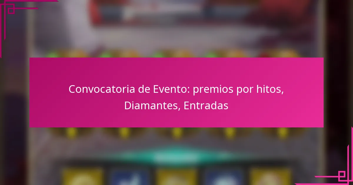 Convocatoria de Evento: premios por hitos, Diamantes, Entradas